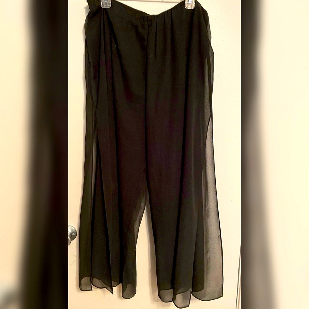 Alex Evenings Straight Leg Pant with Georgette Split Leg Overlay